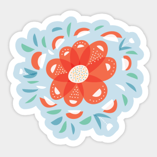 Whimsical Red Flower Sticker